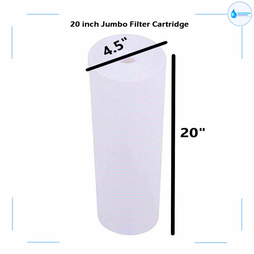 20 inch Jumbo Polypropylene Spun Filter Cartridge 4.5 inch Dia (White)- 800 gm - WaterHub Technology - Sediment Filter Price in bd